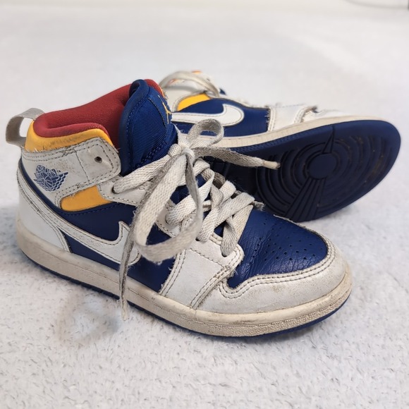 Nike Air Jordan Mid Retro White Laser Orange Blue Toddler Size